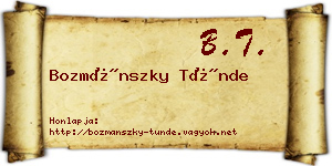 Bozmánszky Tünde névjegykártya
